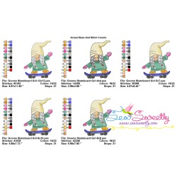 Gnome Skateboard Girl Sports Embroidery Design Pattern-2