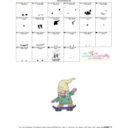 Gnome Skateboard Girl Sports Embroidery Design Pattern-3