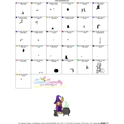 Halloween Cauldron Cat And Witch Embroidery Design Pattern-3