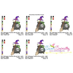 Halloween Cauldron Broom And Witch Hat Embroidery Design Pattern-2