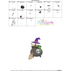 Halloween Cauldron Broom And Witch Hat Embroidery Design Pattern-3