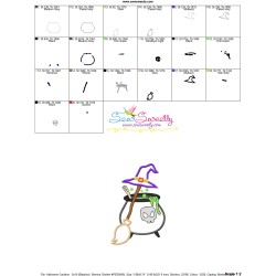 Halloween Cauldron Broom And Witch Hat Applique Design Pattern-3