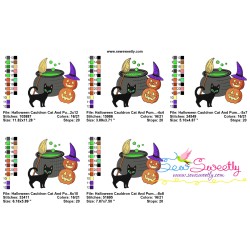 Halloween Cauldron Cat And Pumpkins Embroidery Design Pattern-2
