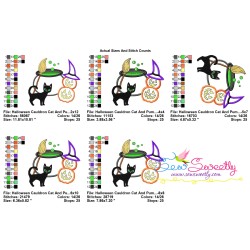 Halloween Cauldron Cat And Pumpkins Applique Design Pattern-2