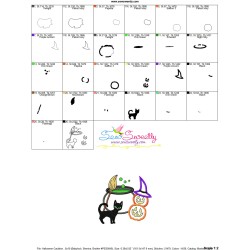 Halloween Cauldron Cat And Pumpkins Applique Design Pattern-3