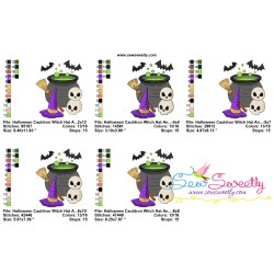 Halloween Cauldron Witch Hat And Skulls Embroidery Design Pattern-2