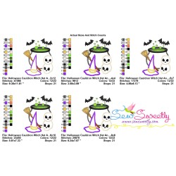 Halloween Cauldron Witch Hat And Skulls Applique Design Pattern-2