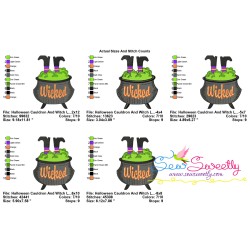 Halloween Cauldron And Witch Legs Embroidery Design Pattern-2