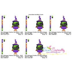 Halloween Cauldron And Witch Embroidery Design Pattern-2