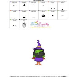 Halloween Cauldron And Witch Embroidery Design Pattern-3