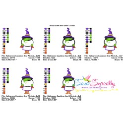 Halloween Cauldron And Witch Applique Design Pattern-2