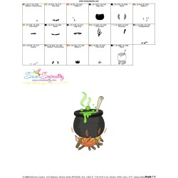 Halloween Cauldron On Fire-2 Embroidery Design Pattern-3