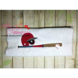 Baseball With Helmet Embroidery Design Pattern-2