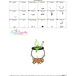 Halloween Cauldron On Fire-2 Applique Design Pattern-3
