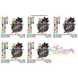 Halloween Cauldron And Cat-2 Embroidery Design Pattern-2