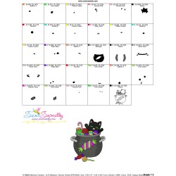 Halloween Cauldron And Cat-2 Embroidery Design Pattern-3