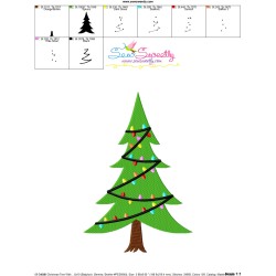 Christmas Tree With Lights Embroidery Design Pattern-3