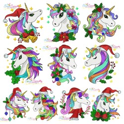 Christmas Unicorns-2 Embroidery Design Bundle-1