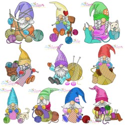 Knitting Gnomes Winter Embroidery Design Bundle-1