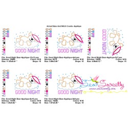 Good Night Bear With Cloud Lettering Applique Design Pattern-2