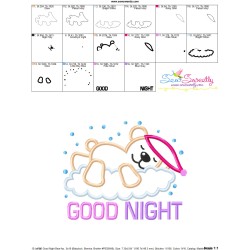 Good Night Bear With Cloud Lettering Applique Design Pattern-3