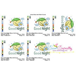 Good Night Moon With Clouds Lettering Embroidery Design Pattern-2