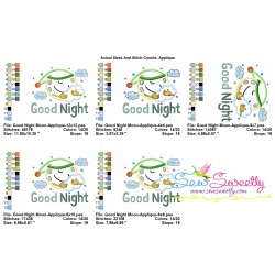 Good Night Moon With Clouds Lettering Applique Design Pattern-2