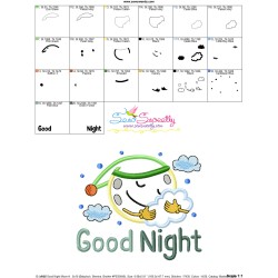 Good Night Moon With Clouds Lettering Applique Design Pattern-3