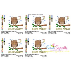 Good Night Owl Lettering Embroidery Design Pattern-2