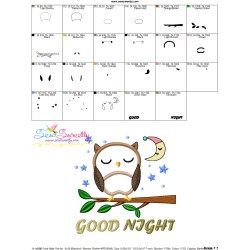 Good Night Owl Lettering Applique Design Pattern-3