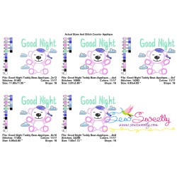 Good Night Teddy Bear Lettering Applique Design Pattern-2