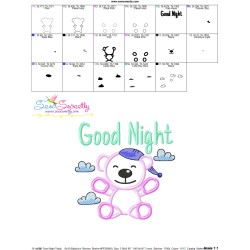 Good Night Teddy Bear Lettering Applique Design Pattern-3