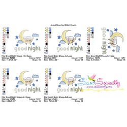 Good Night Sheep Lettering Embroidery Design Pattern-2