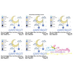 Good Night Moon And Stars Lettering Embroidery Design Pattern-2