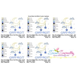 Good Night Moon And Stars Lettering Applique Design Pattern-2