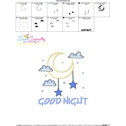 Good Night Moon And Stars Lettering Applique Design Pattern-3