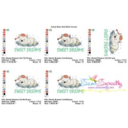 Sweet Dreams Cat Lettering Embroidery Design Pattern-2