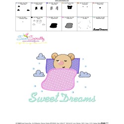 Sweet Dreams Bear Lettering Embroidery Design Pattern-3