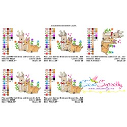 Just Married Bride and Groom Deer Valentine Embroidery Design Pattern-2