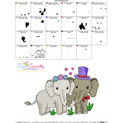 Just Married Bride and Groom Elephants Valentine Embroidery Design Pattern-3