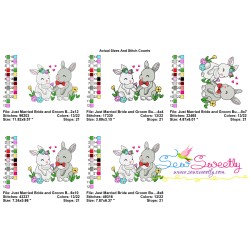 Just Married Bride and Groom Bunnies Valentine Embroidery Design Pattern-2