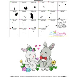 Just Married Bride and Groom Bunnies Valentine Embroidery Design Pattern-3