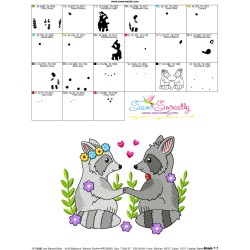 Just Married Bride and Groom Raccoons Valentine Embroidery Design Pattern-3