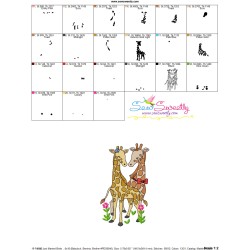 Just Married Bride and Groom Giraffes Valentine Embroidery Design Pattern-3