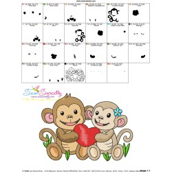 Just Married Bride and Groom Monkeys Valentine Embroidery Design Pattern-3