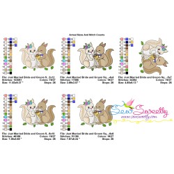 Just Married Bride and Groom Squirrels Valentine Embroidery Design Pattern-2
