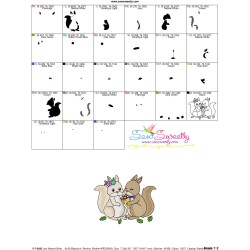 Just Married Bride and Groom Squirrels Valentine Embroidery Design Pattern-3