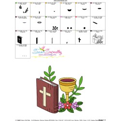 Chalice With Bible And Flowers Religious Embroidery Design Pattern-3