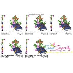 Cross With Bible Floral Religious Embroidery Design Pattern-2