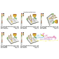 Chalice With Bible And Candles Religious Embroidery Design Pattern-2